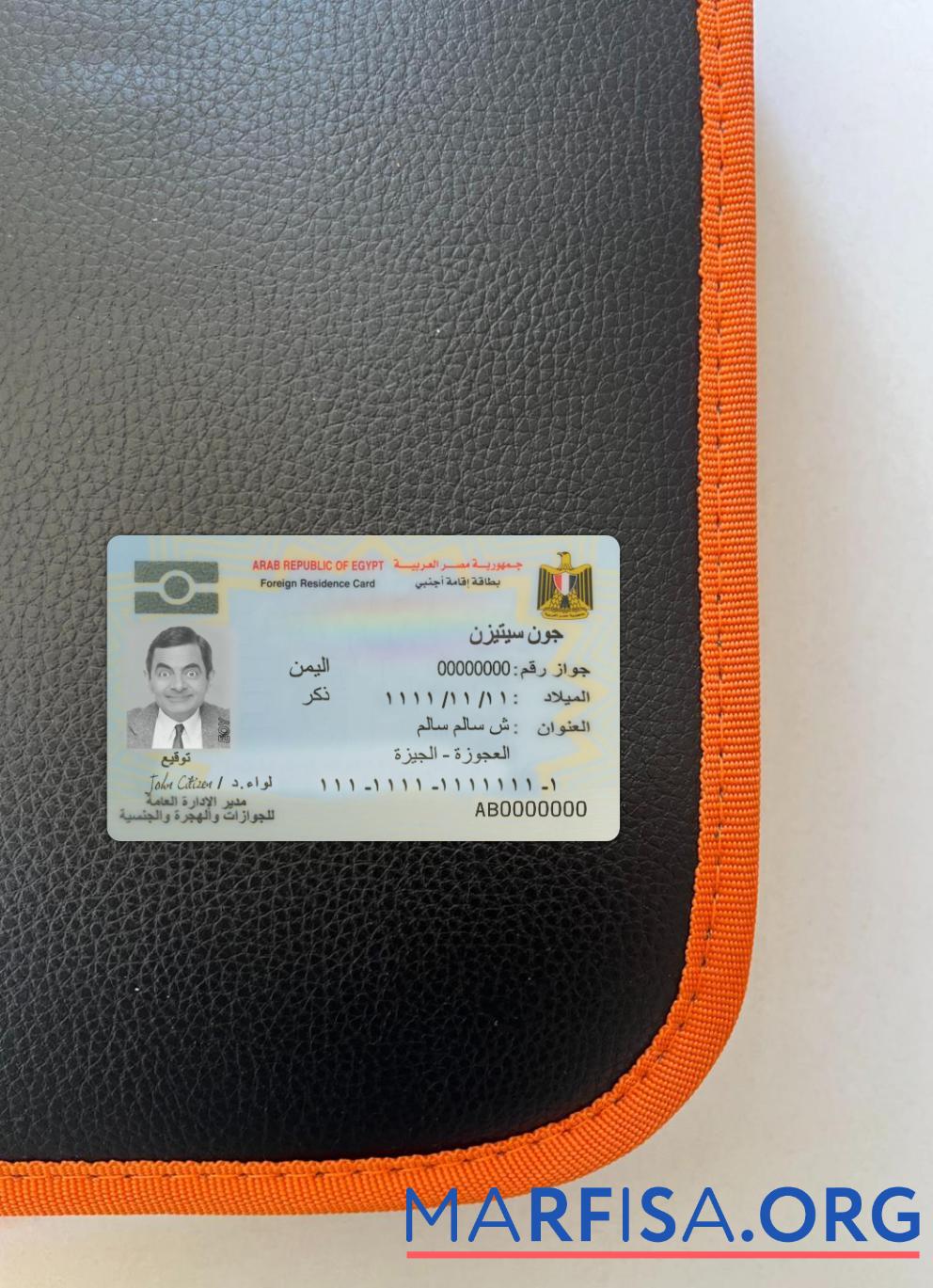 Blank Egypt Residence card photolook front sample